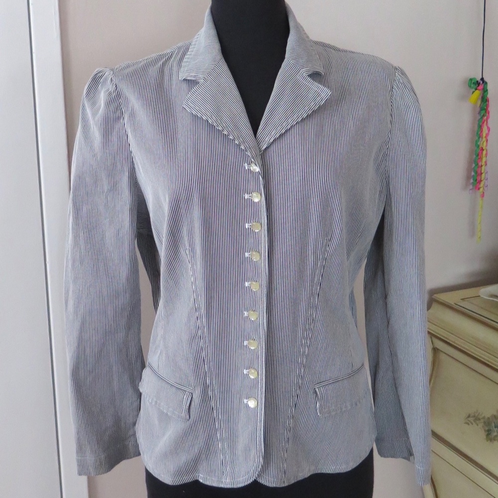 Lauren RALPH LAUREN Striped Stretch Cotton Blazer Jacket